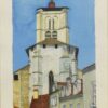 Eglise de Saint Astier, aquarelle. Vendue sans cadre ou avec cadre ref.01