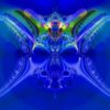 Masque bleu, image fractale réalisée avec UltraFractale 2, Tirage photo. Série de 30 exemplaires originaux numérotés. Ou reproductions.