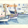 Port de l'ile d'Yeu. Aquarelle peinte par Philippe Levasseur en 1995. Dimension sans cadre ans cadre 40x30cm, peut être vendue encadrée sous verre 56x46cm.