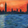 San Giorgio Magiore soleil couchant. Acrylique sur carton.